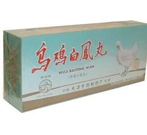 Wild japanese tea in a box with chinese writing: GREAT WALL BRAND WU JI BAI FENG WAN (500 PILLS) in a box with chinese writing.