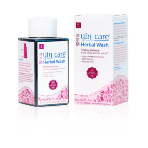 A bottle of YIN-CARE HERBAL WASH 100 ML (YIN CARE) with a pink box.