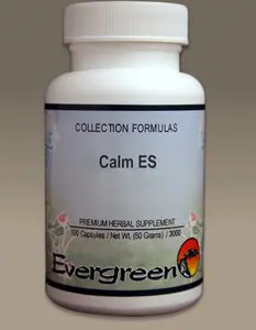 A bottle of CALM ES (100 CAPS) (EVERGREEN).