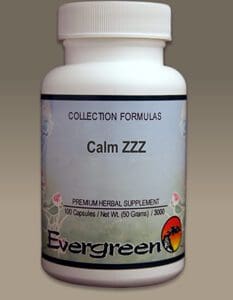 A bottle of CALM ZZZ (100 CAPS) (EVERGREEN).
