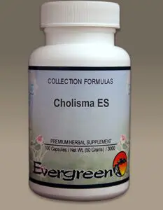 A bottle of CHOLISMA ES (100 CAPS) (EVERGREEN).