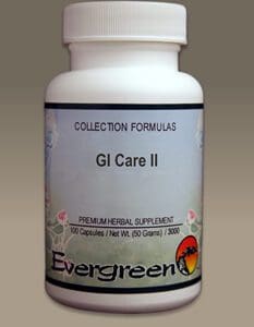 A bottle of GI CARE 2 (100 CAPS) (EVERGREEN).
