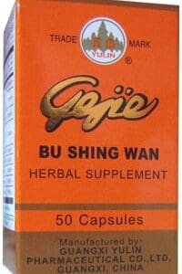 A box of VITAL ESSENCE PLUS - GE JIE BU SHING WAN (50 CAPSULES) herbal supplement.