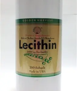 A jar of LECITHIN (200 GELS) on a white background.