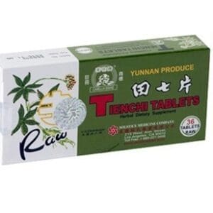 A box of TIENCHI TABLETS RAW.