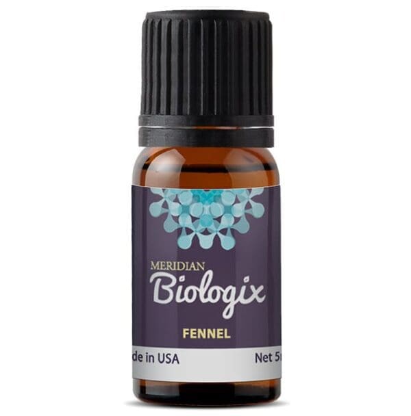 A bottle of SINGLES FENNEL (5 ML) (MERIDIAN BIOLOGIX) essential oil.