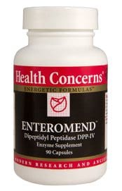 A bottle of ENTEROMEND (90 VEG CAPS) (HEALTH CONCERNS).