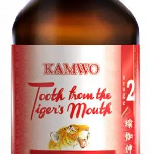 A bottle of YOGA STRETCHING OIL - TOOTH FROM THE TIGER'S.