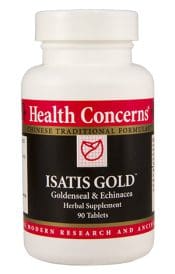 A bottle of ISATIS GOLD (90 CAPSULES) (HEALTH CONCERN).