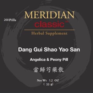 A label for DANG GUI SHAO YAO SAN (TEAPILLS).