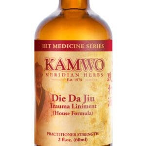 A bottle of Kamwo Hit Die Da Jiu (Trauma Liniment) (2.0 fl oz).