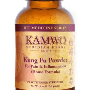 A bottle of KAMWO HIT KUNG FU POWDER (4 OZ).