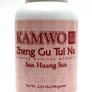 A jar of kamwoo SAN HUANG SAN POWDER (100 GRAMS) (ZHENG GU TUI NA).