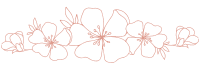 A pink flower design on a green background.