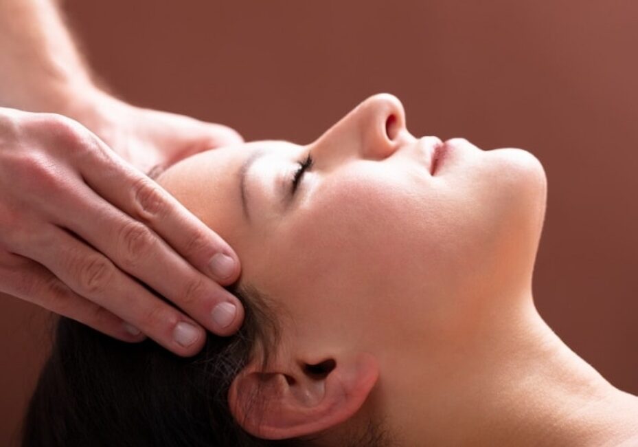 A woman is getting a massage at a spa.